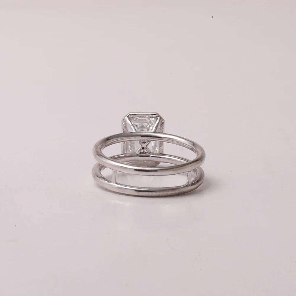 1.75 CT Emerald Cut Bezel Setting White Gold Jewelry Latest Fashion Women CVD Diamond Engagement Lab Created Diamond Ring