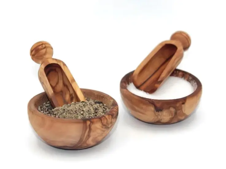 Hot Selling Marble Salt and Pepper Set Wedding Finest Quality Round Shape Sugar Salt and Pepper Bowl Set With Wooden Plate