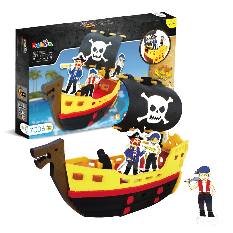 Multicolor 3d Soft Eva Foam Pirate Ship Jigsaw Puzzle