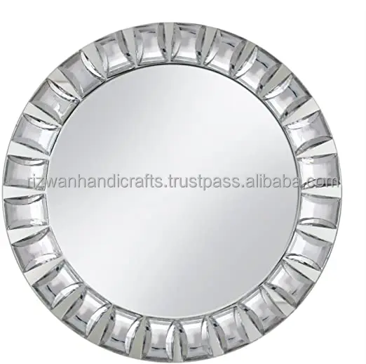 Wholesale Wedding Events Decoration Jeweled Diamond Mirror Glass Charger Plate