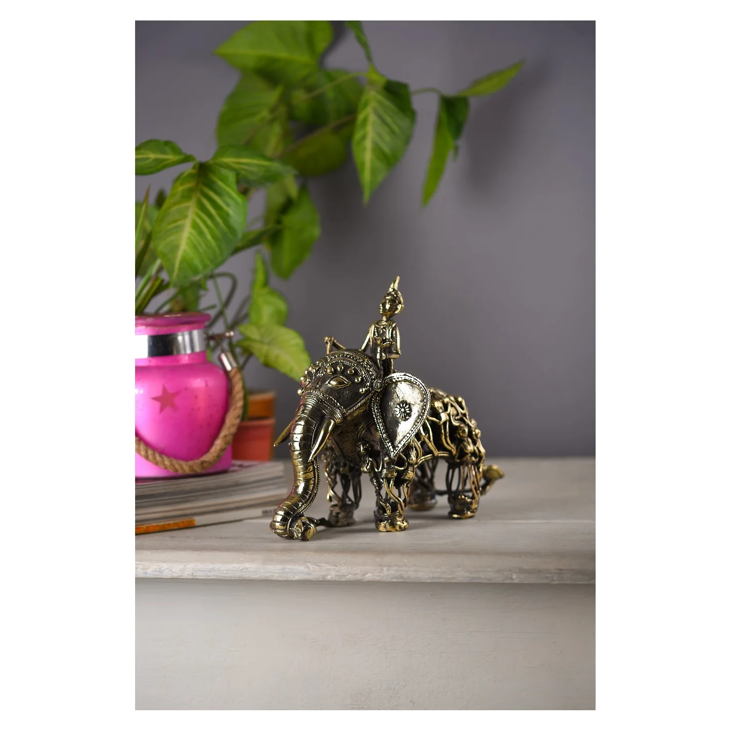 Dhokra Art Handmade Elephant decor hathi sawar jali home decorative