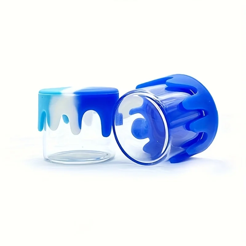 Reusable Mini Spice Glass Bottles Silicone Sealed Concentrate Oil Storage Boxes Glass Jars Containers Packaging