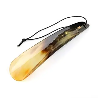 Natural Buffalo Boot Horn Shoe Long Handle Sock Remover Lifter Round Comb Fast Detach Easy to Clean to Prevent Scuffed Shoes