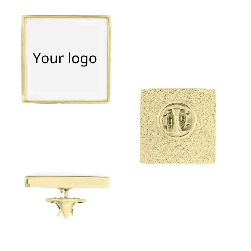 Custom uv printing gloss oil metal blank enamel square epoxy lapel pin
