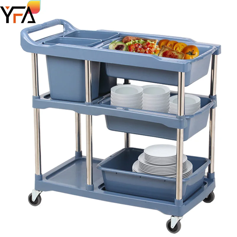 Restaurant Service Cleaning Tableware Collection Trolley Service Cart Multifunctional Kitchen Trolley Service Cart