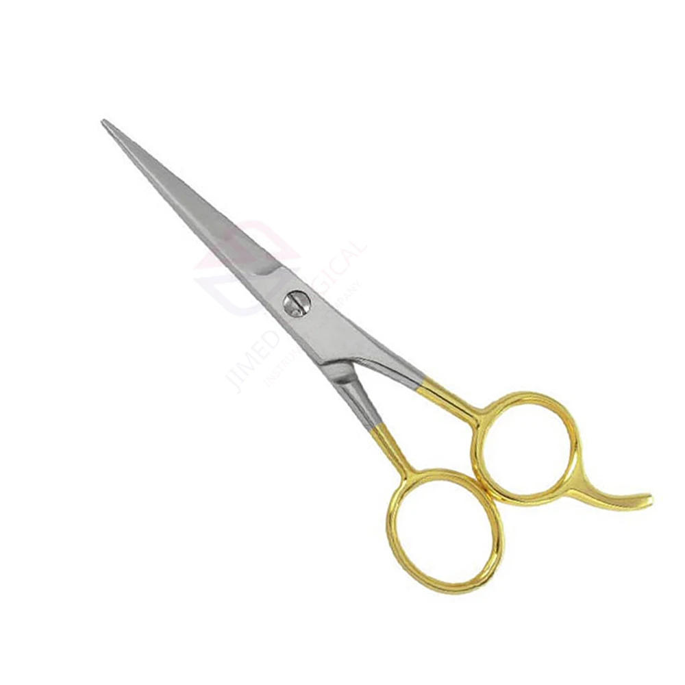 Half Gold Barber Hair Cutting Scissors German Stainless Steel With Fix Finger Rest Professional Barber Scissors For Salon