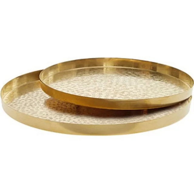 Metal Copper plating Serving Tray High Quality Luxury Metal Round Serving Tray