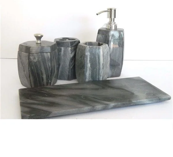 High quality marble bathroom set White Marble Hotel Bath Set Washroom Bathroom products Marble bathrooms accessories