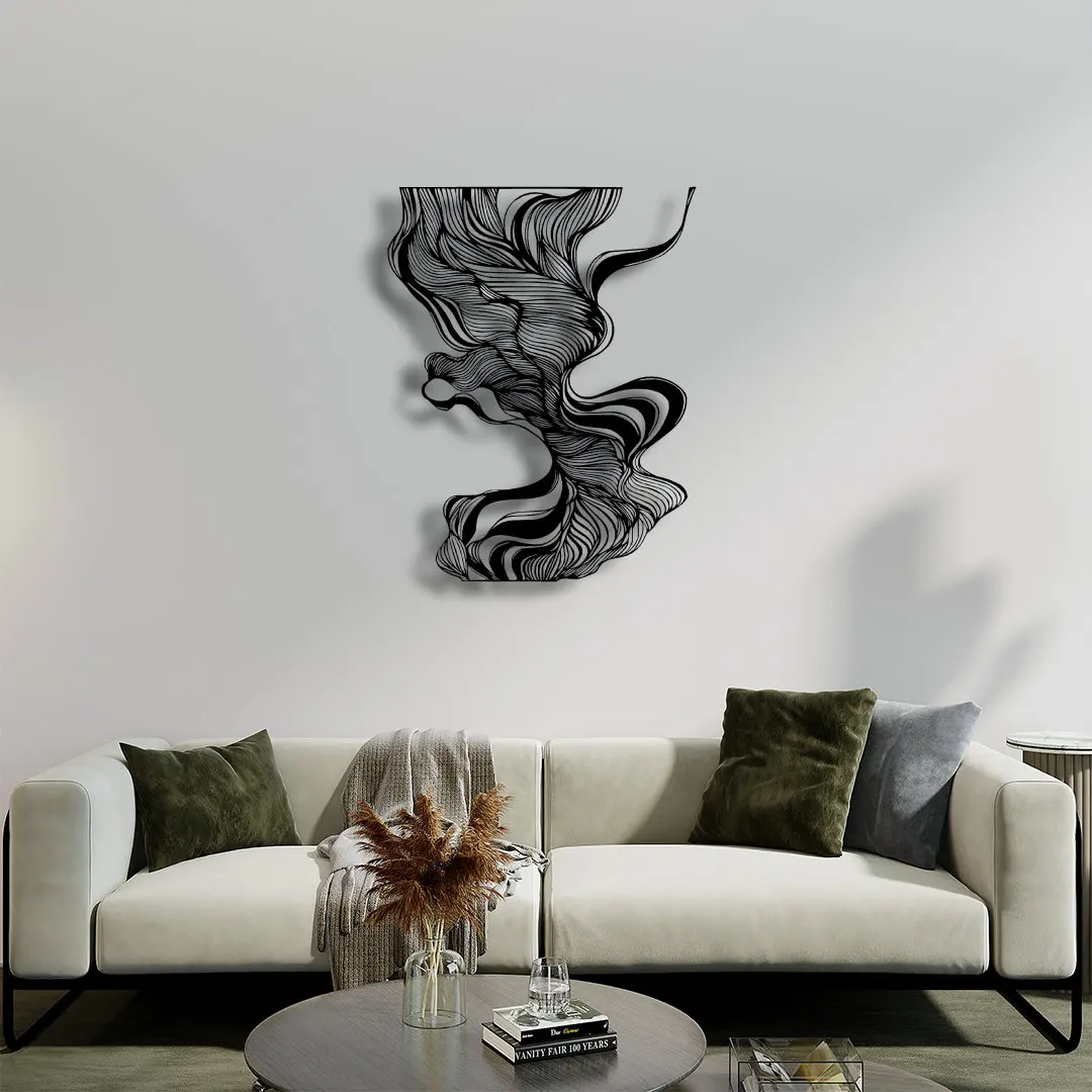 Black, Gold, Silver, White and Copper Metals Abstract Geometric Line Art Luxury Wall Decor Modern Entryway Wall Sculpture