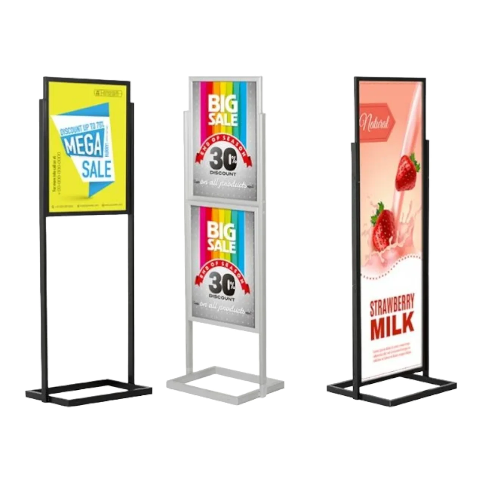 High Quality Oem Manufacture Aluminum Silver Snap Poster Frame Stand with Acrylic Brochure Holder Infoboard Stand