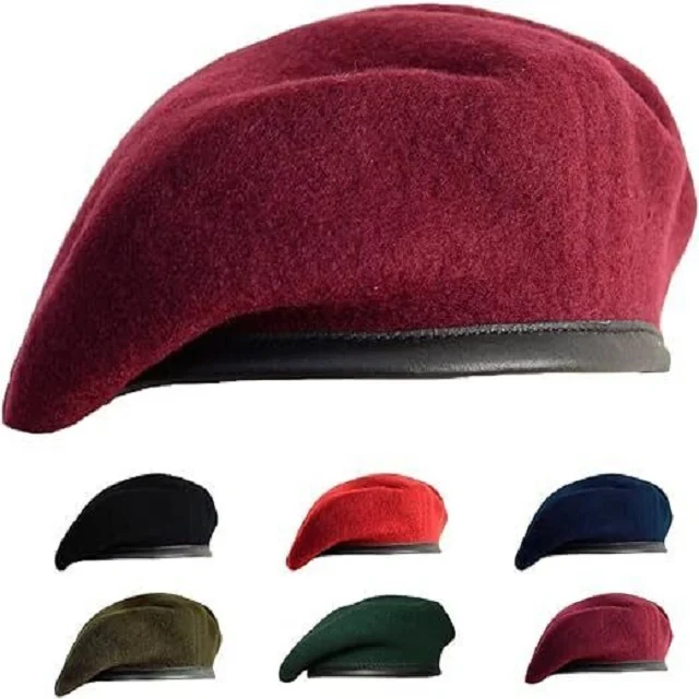 Berets Wholesale Green Color Navy Blue Custom Logo Hat Breathable 100% Wool Green French Hat Beret For Men