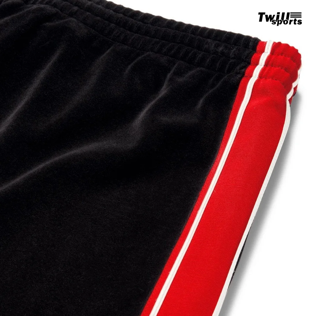Summer high vibes shorts black velvet with side red line top quality great product for men gym and street wear shorts