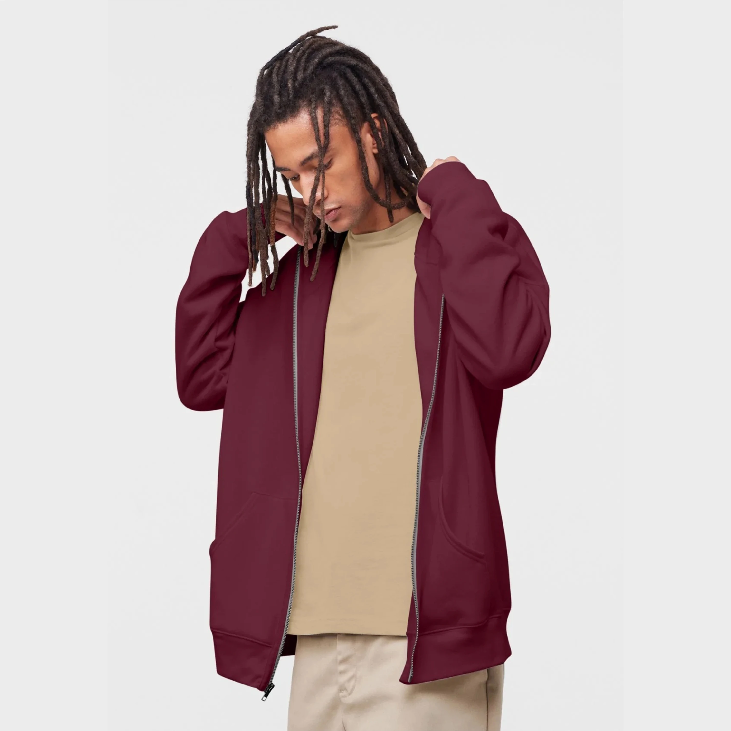 Hot sale good quality Customizable oversized unisex full face zip hoodies blank cotton casual full zip up hoodie