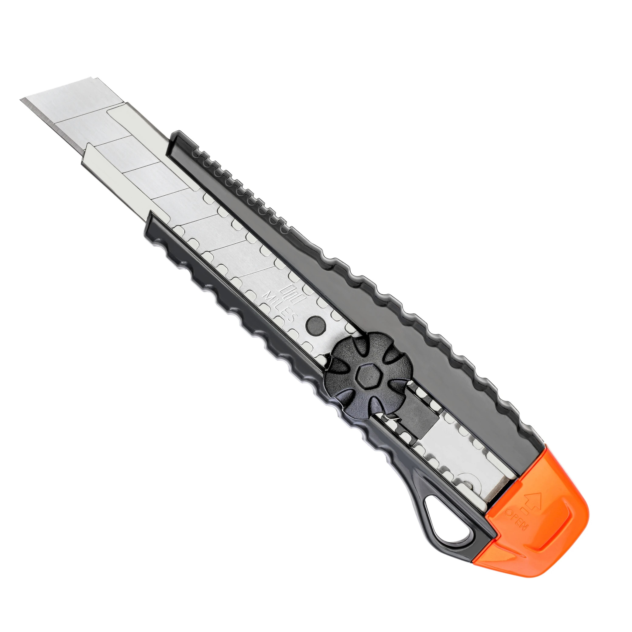 Ergonomic Handle 8-Segment Snap-Off Blade Knives Cutter Built-in Metal Channel Plastic Body Paper Plastic Sheet Rexine Packing