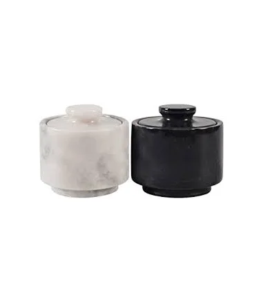 Marble Salt Bowl Wedding Gift Kitchen Decor Tool White and Pepper Shaker with Tray