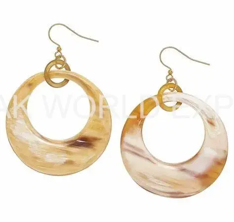 Natural Buffalo Horn Earrings Gold Silver Plated Trendy Jewelry for Wedding Party Engagement Gift Use Made of Copper Titanium