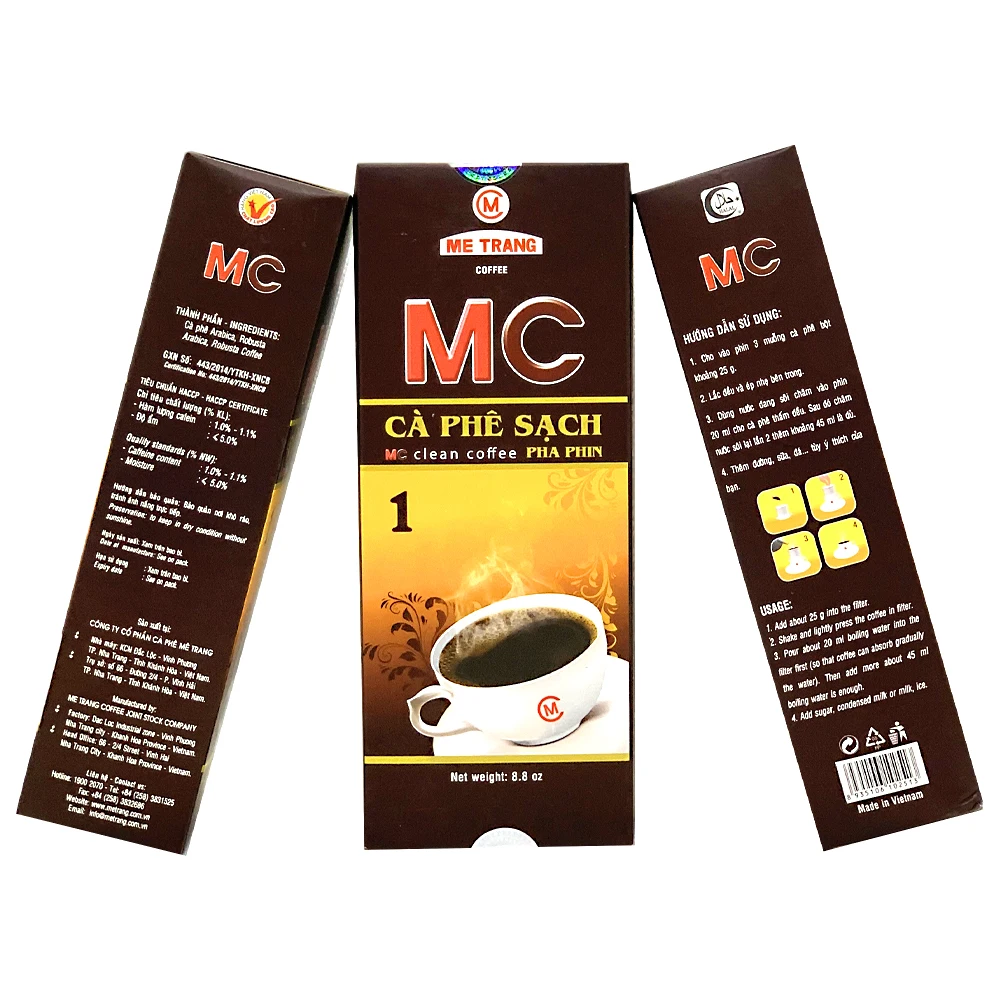 Coffee powder from Vietnam manufacturer - MC1 ground coffee with mixing Arabica Robusta coffee beans