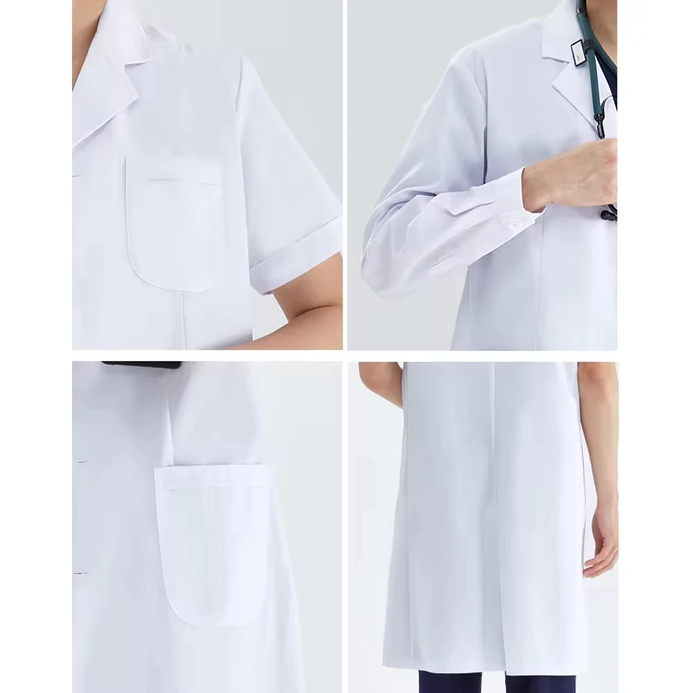 Hospital Gown Coat  Long Sleeve Tops Pants Lab Coat White Uniform  Customizable Logo Lab Coat