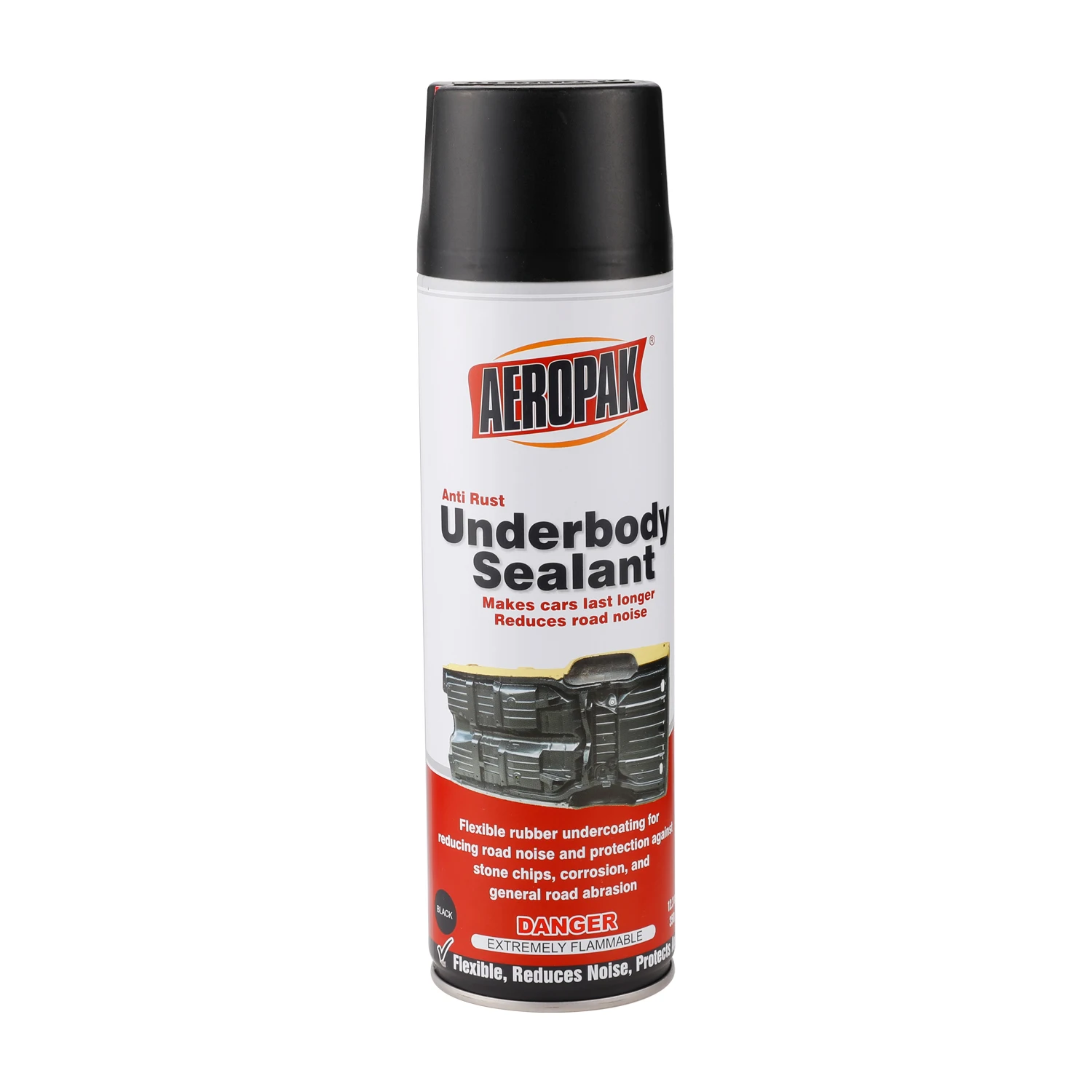 AEROPAK underbody sealant aerosol spray 500ml anti rust undercoating for protection against stone chips corrosion reduce noise