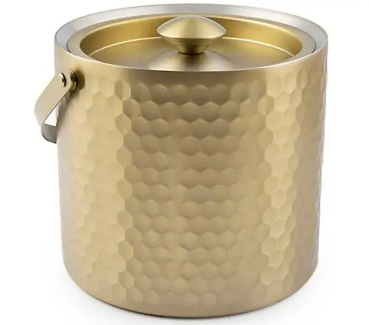 Metal round stainless steel ice bucket with ice tong and cover bar champagne beer ice bucket with lid
