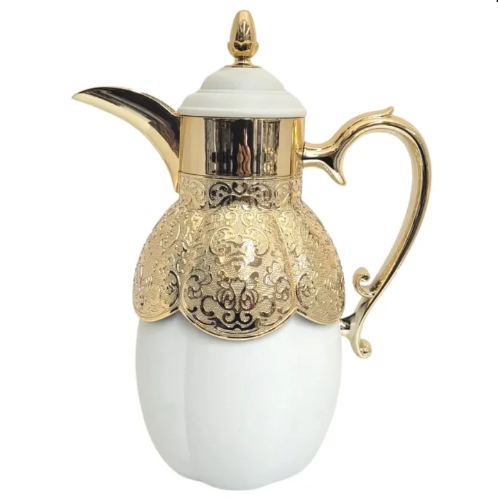 Cawa Cups Base Sets Long Spout Dallah Tea Pot Brass Metal Coffee Tea Pot Dallah Customized Arabic Coffee Dallah Sets