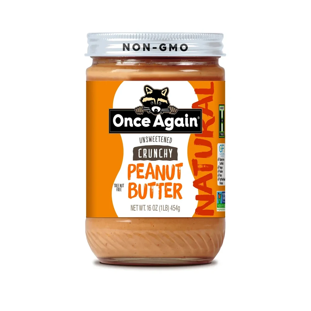 Premium Quality Crunchy Old-Fashioned Peanut Butter with Salt Packed into 16oz Jar Case of 6 Lightly Salted Unsweetened