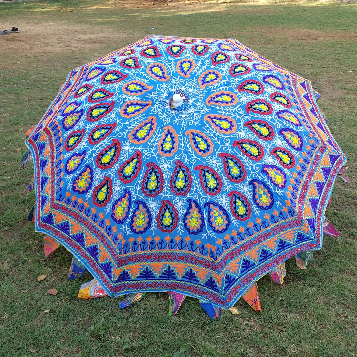 Indian handmade embroidered garden umbrella -INDIAN PARASOLS