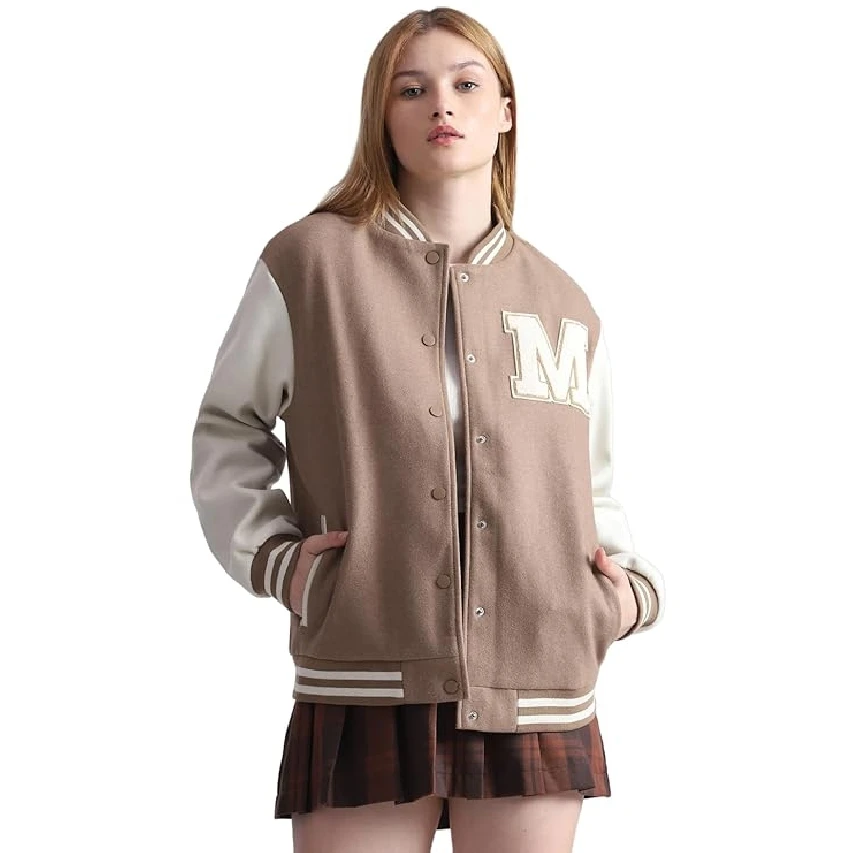 OEM Wholesaler Winter Collection Adult Size Comfortable Fit Women Varsity Jacket Casual Wear Best Selling Women Varsity Jacket