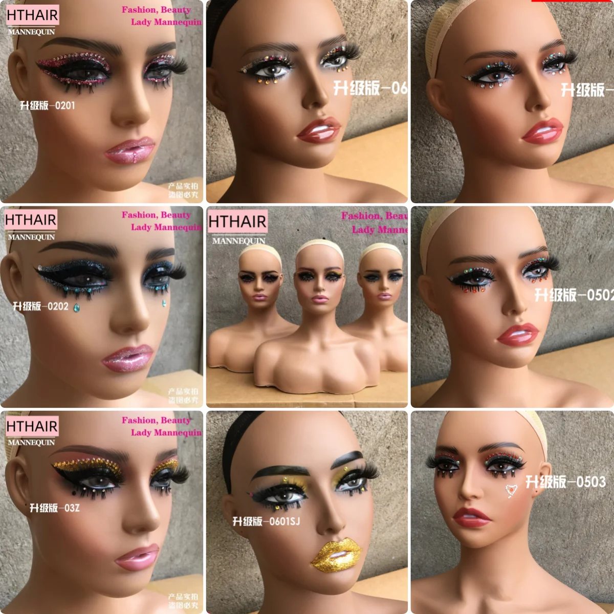 2024 Beautiful Makeup Realistic Tete De Mannequin Head Female Wig Display Mannequin Head with Shoulders for Wig