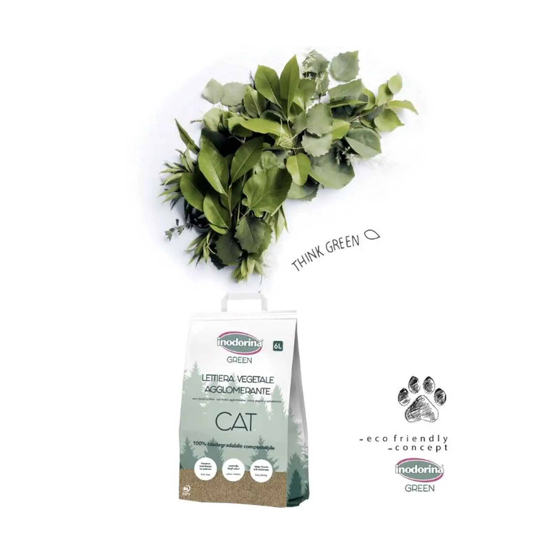 Eco-Friendly Inodorina Biodegradable Cat Litter - Ultra Absorbent with Natural Odor Control - Maximum Comfort for Felines