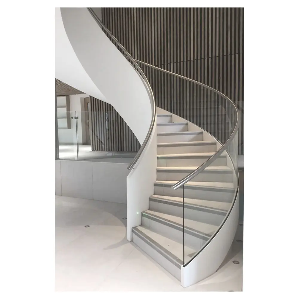 Prima Stairs House Interior Staircase Aluminum Designs Railing Curved Stair Spiral Staircase Wood Treads