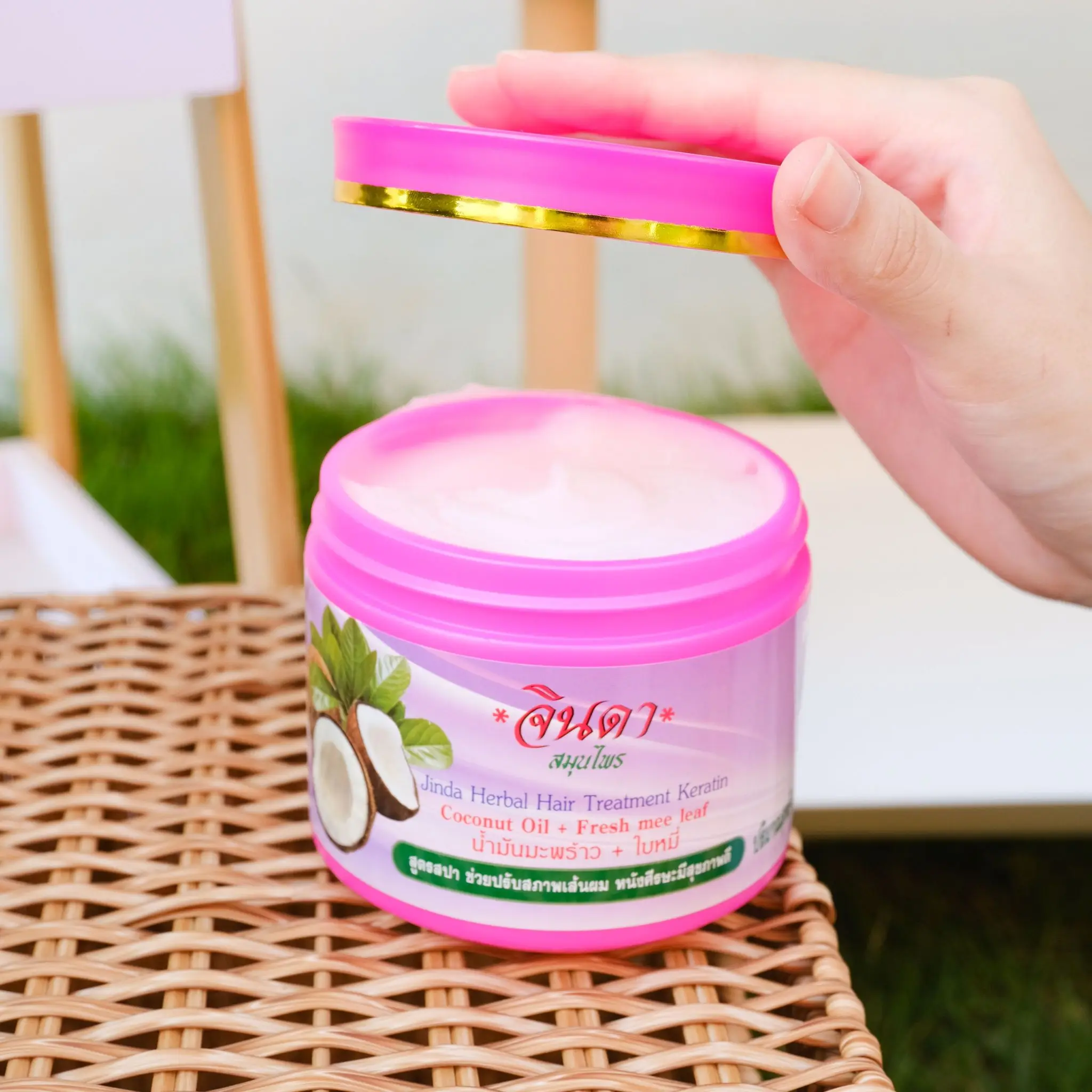 JINDA Coconut Oil Hair Mask 400ml for Damaged Hair Nourished with Treatment Keratin and Extracts of Coconut Oil