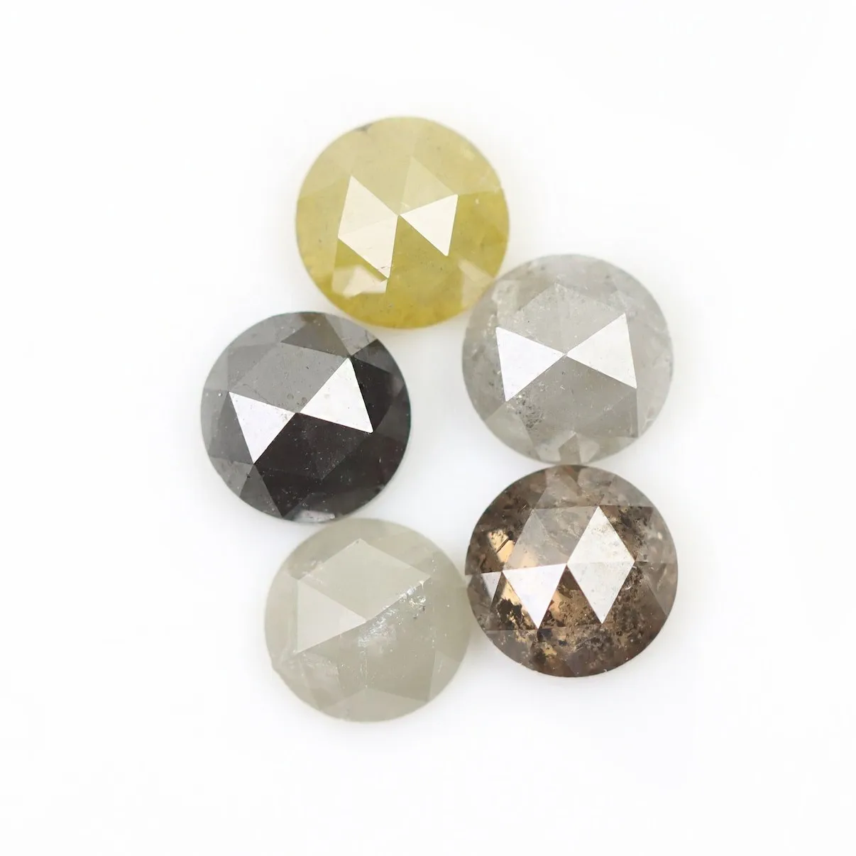 Round Rose cut Diamond, Natural Round Diamond, Grey Black color Round Shape Diamond Gemstone for sale