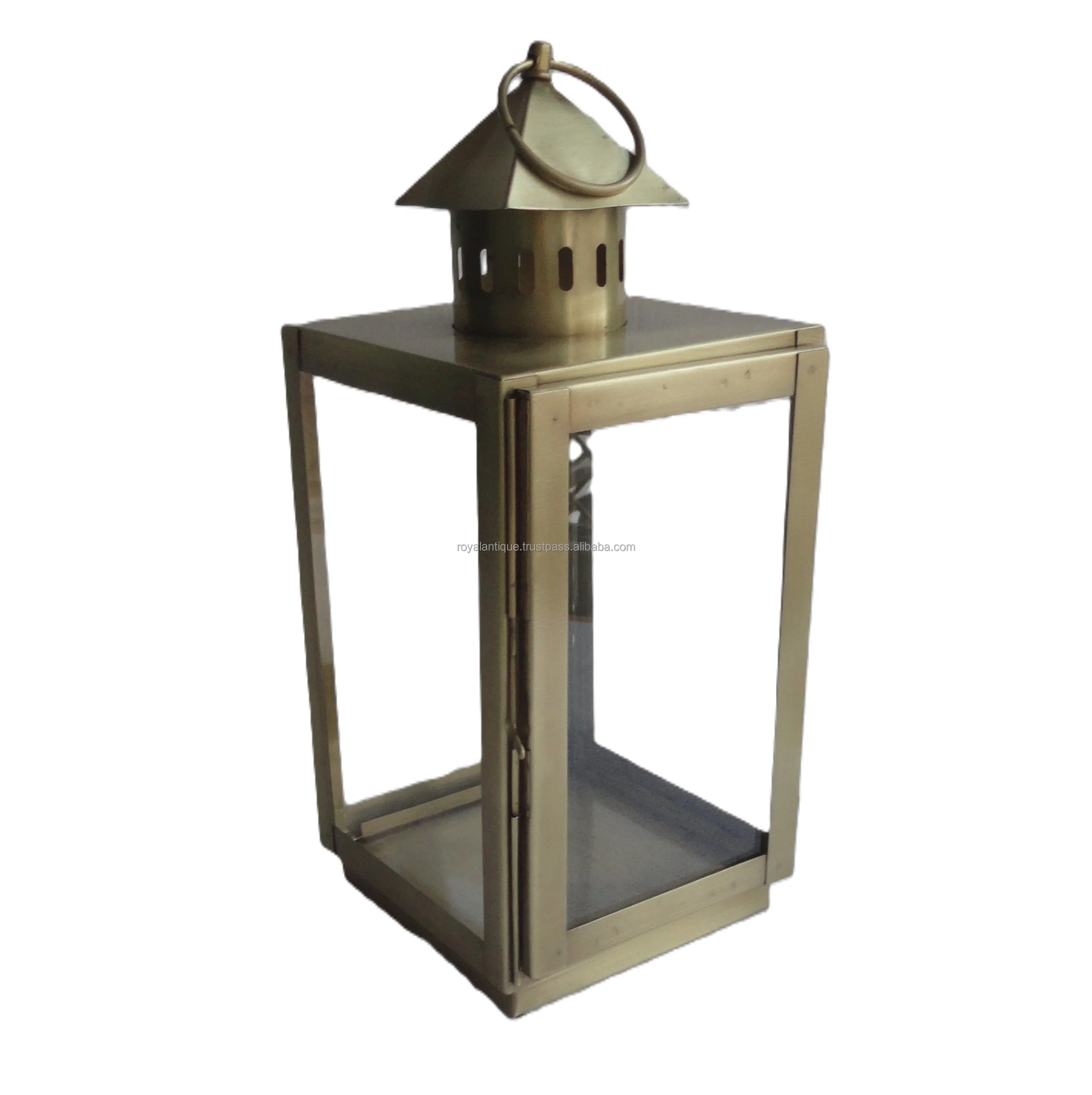 Beautiful Design Natural White Washed Brown Reclaimed Wood Beaded Pillar Candle Lantern Metal Handle Home Use Available
