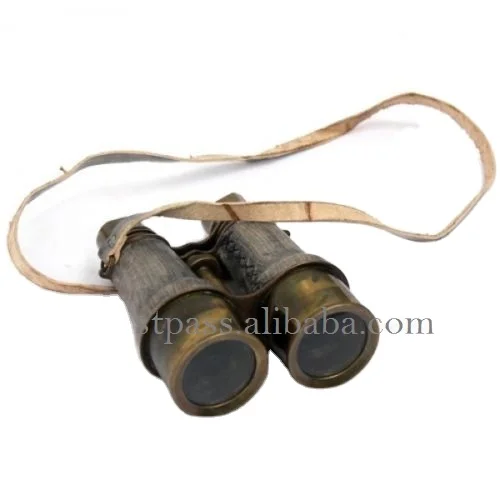 Collectible Antique Vintage Nautical 6 Inch Brass Binocular with Leather Leed Vintage Marine Gift item also