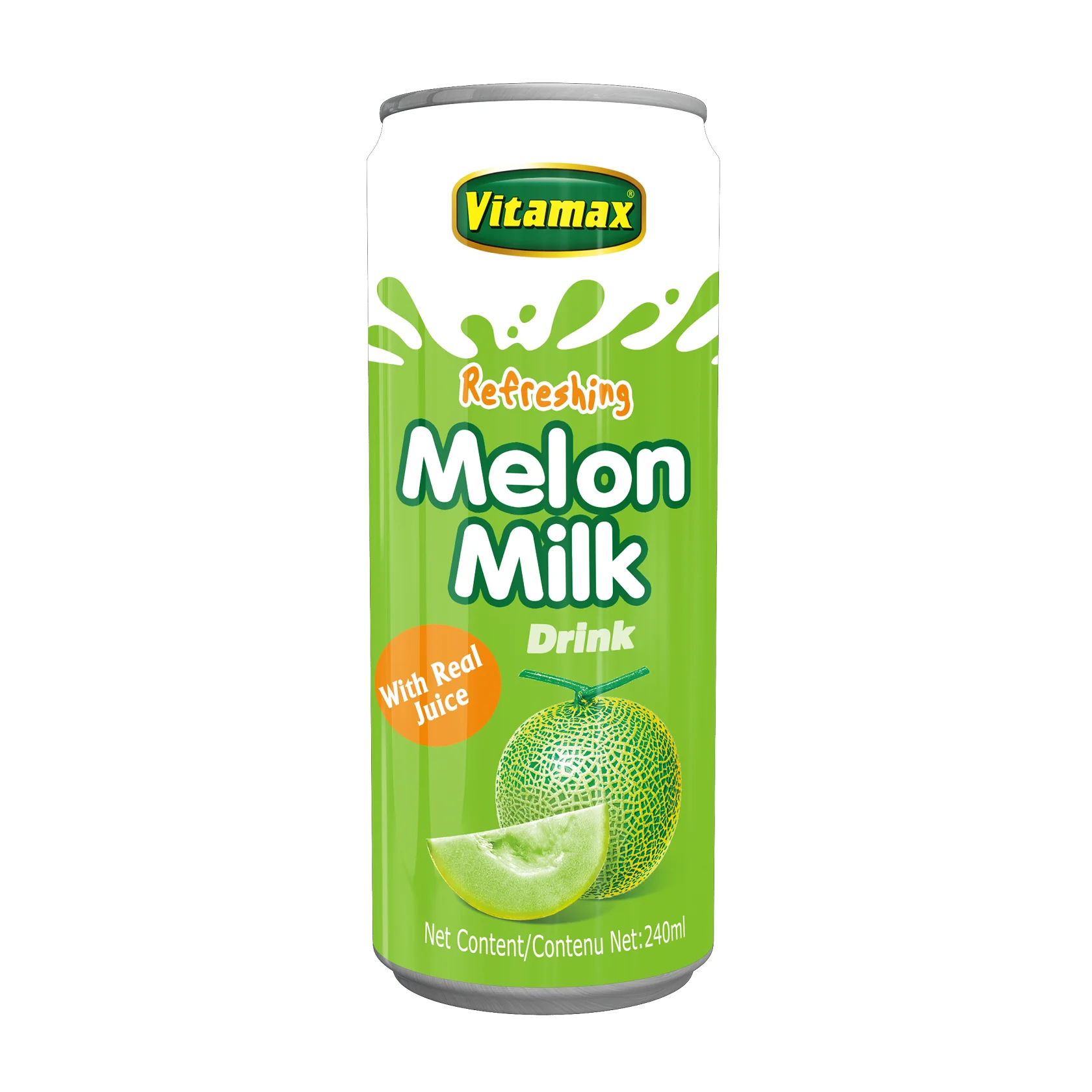 OEM Ready To Drink Flavoured Fluid Milk Drinks Fruity Dessert Drink Can (Tinned) Vitamax Melon Flavoured Milk 240ml x 24c