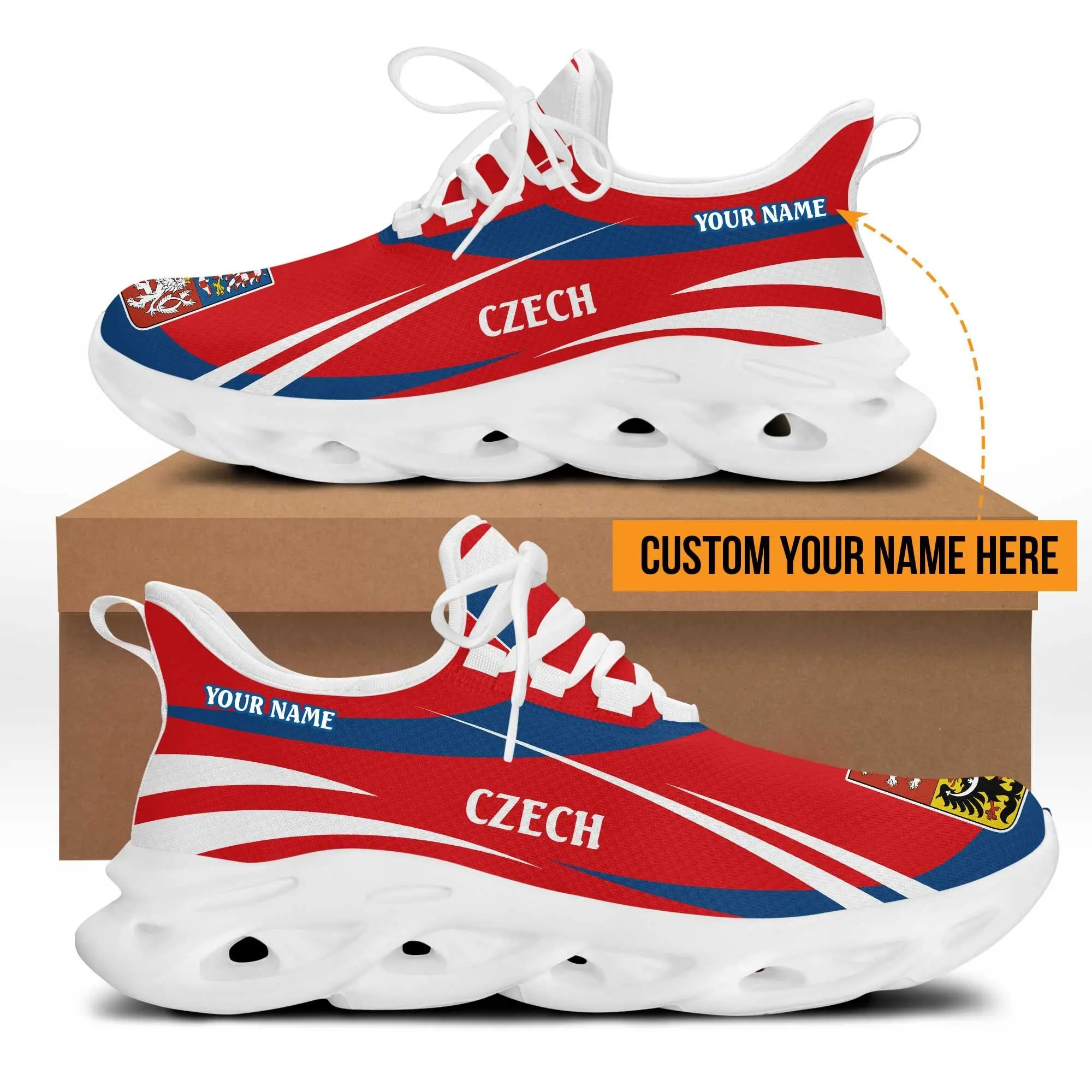 Country flag print Custom Personalised Logo/text/images Print Fashion Sneakers Outdoor Non Slip Gym Athletic Tennis Shoes