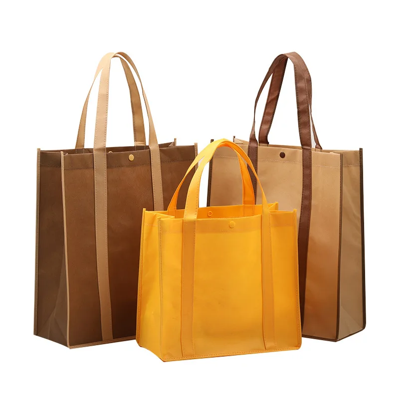 Eco friendly recycled RPET Nonwoven NWPP customized printing logo tote shopping bags for supermarket