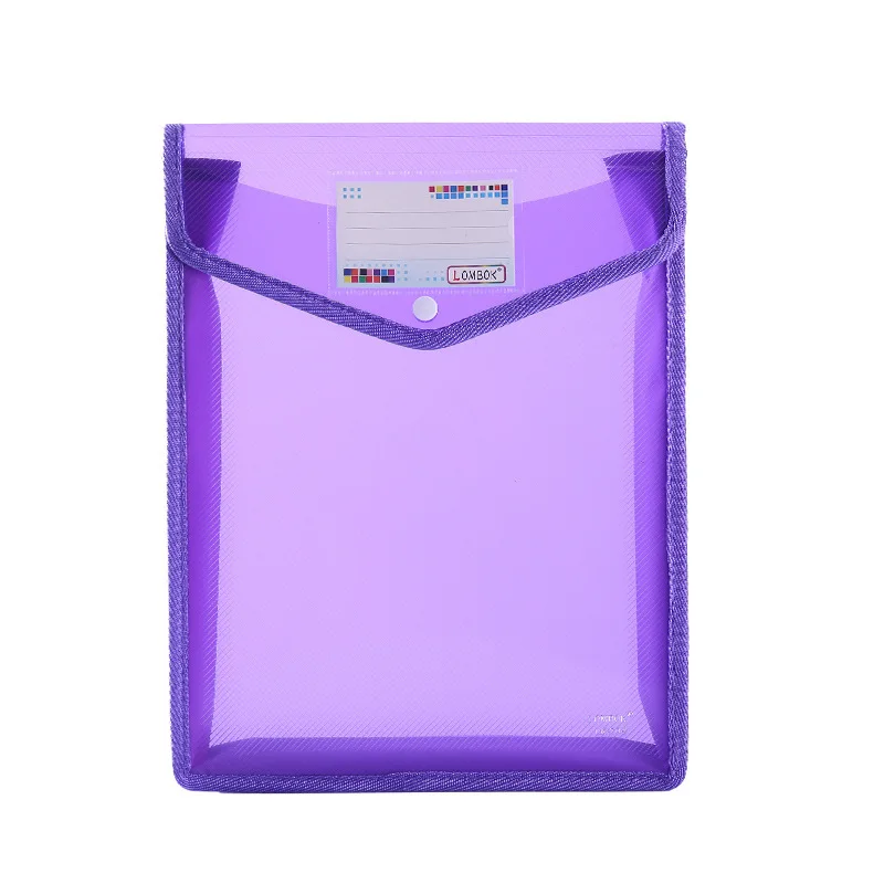 Large Capacity Premium Plastic A4 A5 Size PP PVC Document File Button Plastic Waterproof File Folder