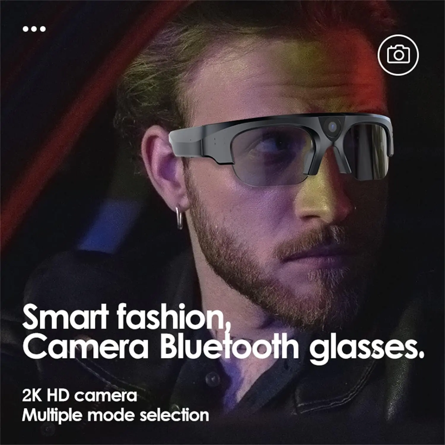 Smart Glasses with Camera Video Recording Action Camera 2K HD Recording 4K Photography Bluetooth Camera Audio and Microphone