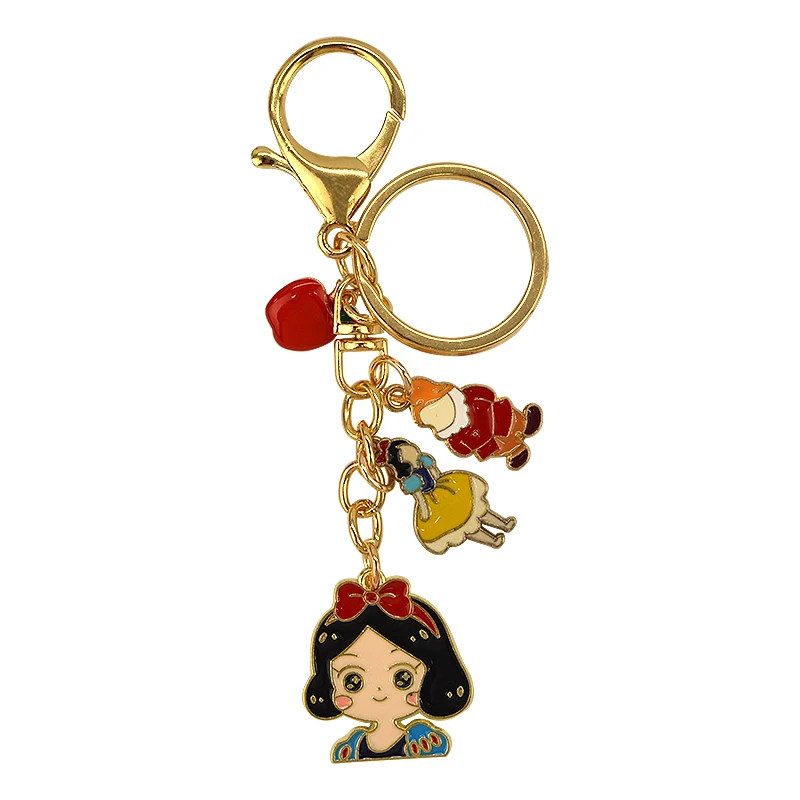 OEM ODM Key Chain Zinc Alloy Enamel Snow White Keychains Custom Animation Figures Keyring for Wholesale