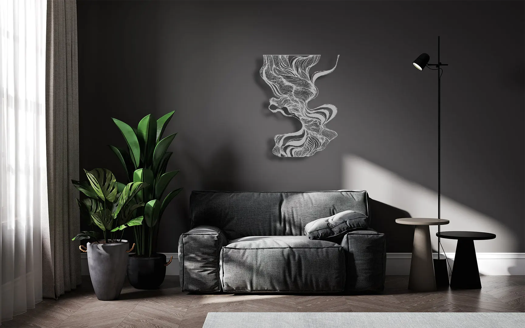 Black, Gold, Silver, White and Copper Metals Abstract Geometric Line Art Luxury Wall Decor Modern Entryway Wall Sculpture