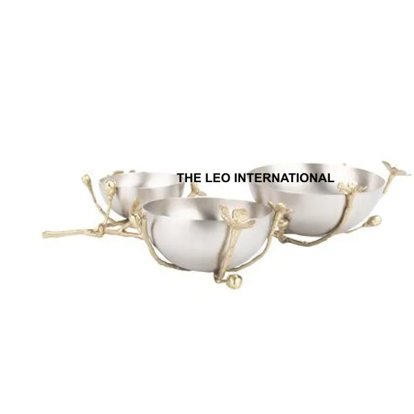 metal 3 tier decorative nut  and chocolate serving bowl hotel salad bowl