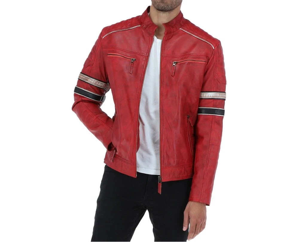 Motorcycle Wholesale Men Genuine Sheep Leather Jacket Perforated Leather Genuine Slim Fit Pakistan Jackets