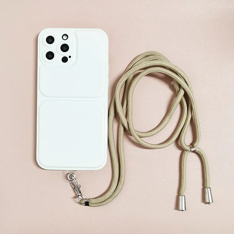 Custom Detachable Nylon Neck Soft Rope Crossbody Patch Cell Phone Holder Mobile Phone Hanging Cord Case Strap Lanyard
