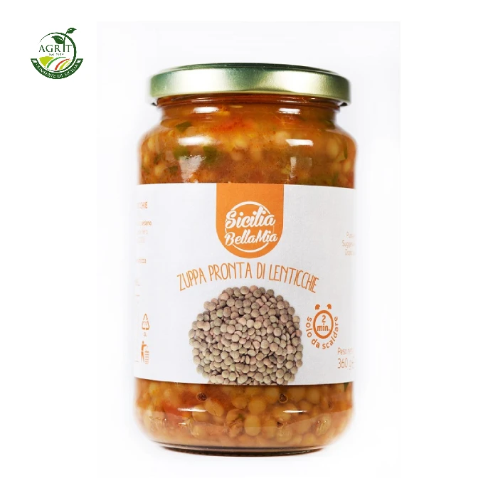 Made in Italy ready to eat food 100% italian lentils soup with italian tomato sauce 360 gr