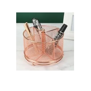 Pen holder for desk clip holder round table metal wire mesh pencil cup pen holder office supplies
