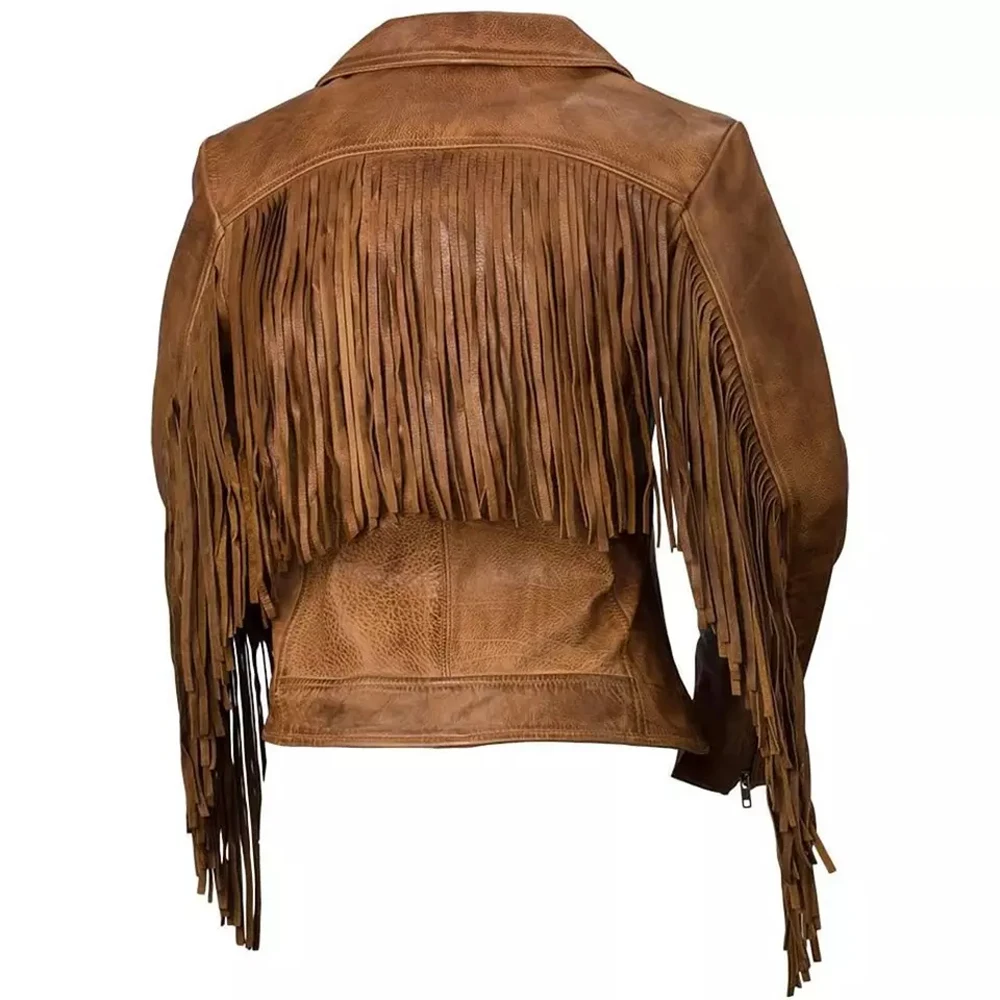 New Custom Fashion Wholesale Women Smooth Motorcycle Top Quality Stylish Leather Jackets Ladies Fringed Leather Jacket