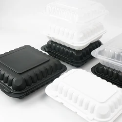 9 In 9 3 Compartment Food Container Hinged Lid Container Biodegradable Food Packaging Plastic Burger Box