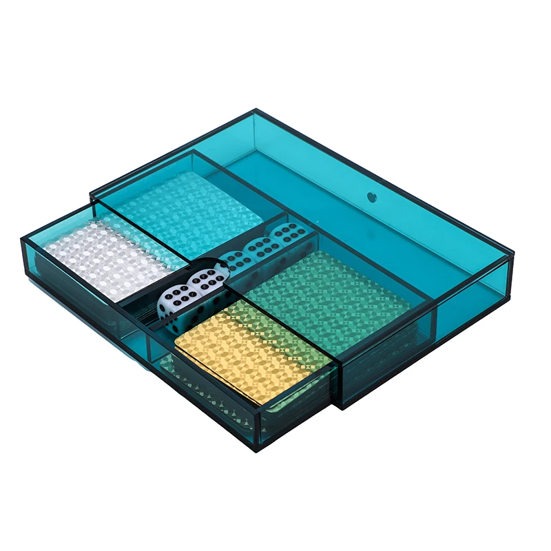 Manufacturer Custom Acrylic Game Set Lucite Poker Game Playing Card Chip Game Set With Acrylic Box